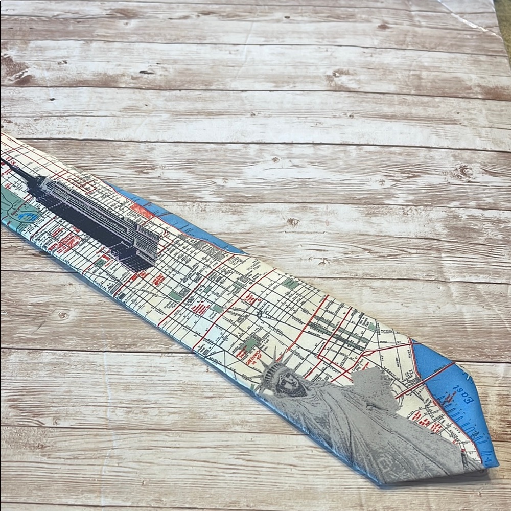 New York City MP NYC Statue of Liberty Unique Map Print Tie